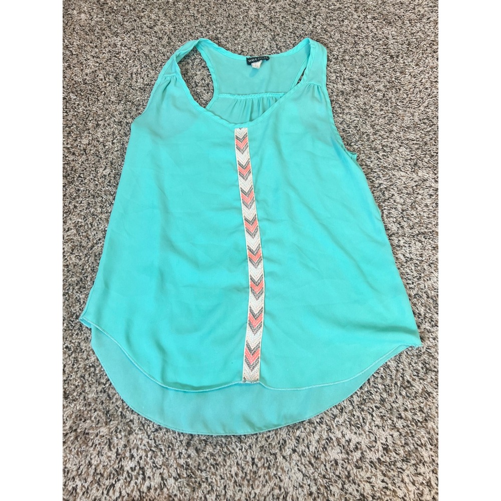 Wet Seal Teal Chevron Detail Racerback Tank Top Women's Size Small